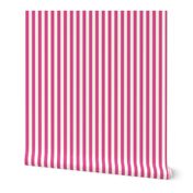 Small Cabana stripe - Raspberry Pink and cream white - Candy stripe - Awning stripes - nautical - Striped wallpaper - resort coastal sunbrella tiki vertical