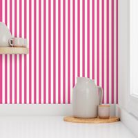 Small Cabana stripe - Raspberry Pink and cream white - Candy stripe - Awning stripes - nautical - Striped wallpaper - resort coastal sunbrella tiki vertical