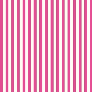 Small Cabana stripe - Raspberry Pink and cream white - Candy stripe - Awning stripes - nautical - Striped wallpaper - resort coastal sunbrella tiki vertical