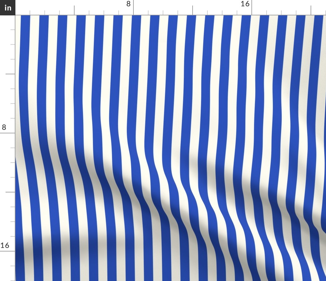 Small Cabana stripe - Azure Blue and cream white - Candy stripe - Awning stripes - nautical - Striped wallpaper - resort coastal sunbrella tiki vertical