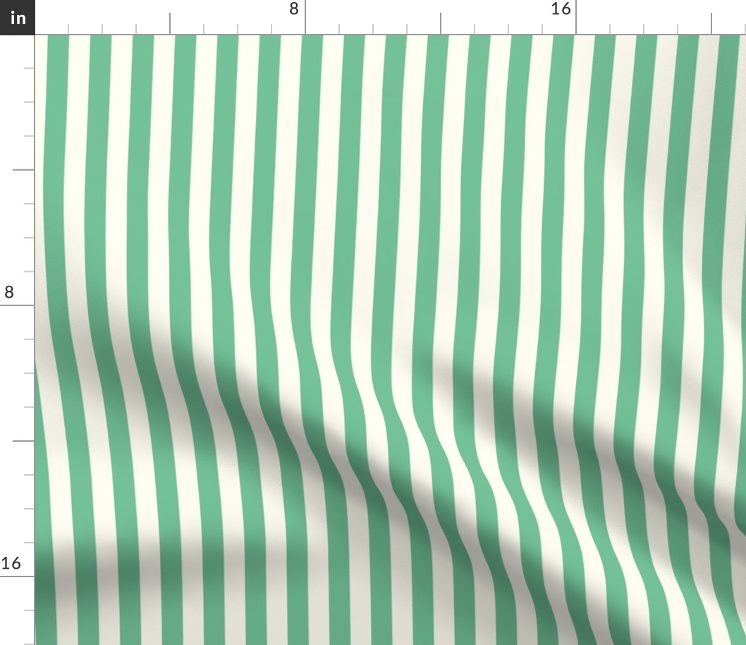 Small Cabana stripe - Ocean green and cream white - Candy stripe - Awning stripes - nautical - Striped wallpaper - resort coastal sunbrella tiki vertical