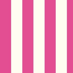 Medium Cabana stripe - Raspberry Pink and cream white - Candy stripe - Awning stripes - nautical - Striped wallpaper - resort coastal sunbrella tiki vertical