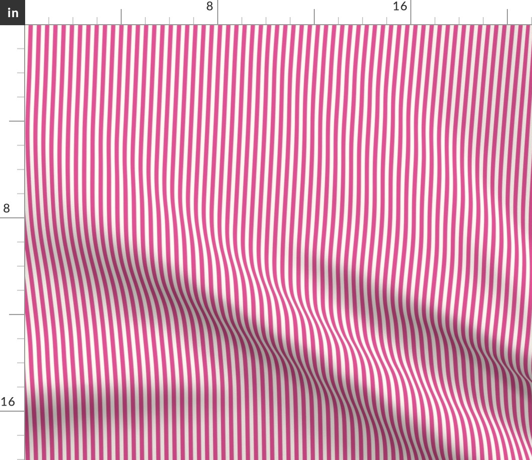 Extra Small Cabana stripe - Raspberry Pink and cream white - Candy stripe - Awning stripes - nautical - Striped wallpaper - resort coastal sunbrella tiki vertical