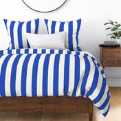 Medium Cabana stripe - Azure Blue and cream white - Candy stripe - Awning stripes - nautical - Striped wallpaper - resort coastal sunbrella tiki vertical
