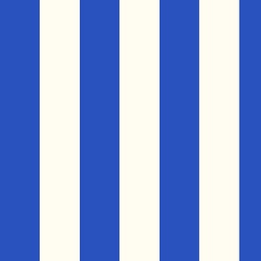 Medium Cabana stripe - Azure Blue and cream white - Candy stripe - Awning stripes - nautical - Striped wallpaper - resort coastal sunbrella tiki vertical