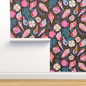Colourful pink seashells and coral large scale