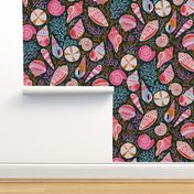 Colourful pink seashells and coral large scale