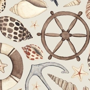 Vintage Beach seashells (dusky beige)