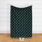 Starfish and Shells in Black and Teal–Large