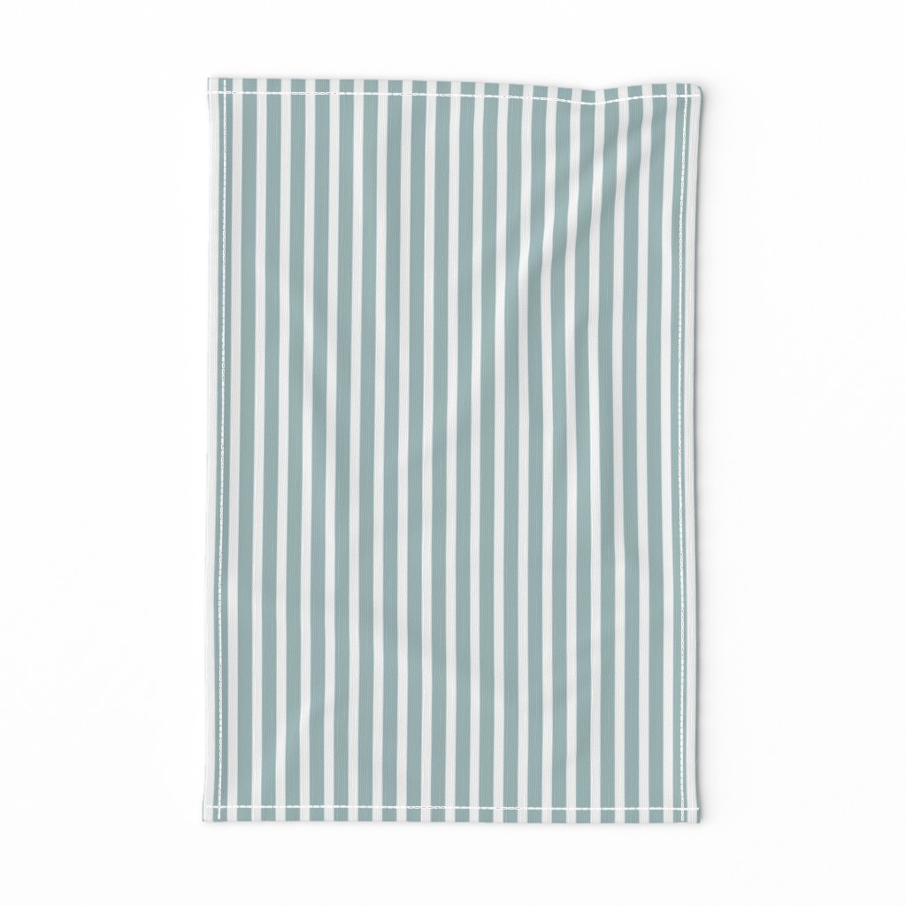 Geometric classic white and Ocean teal blue vertical candy stripes