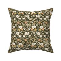 (small scale) Art Nouveau Floral - dark olive - Home Decor -  LAD24