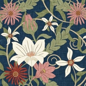 Art Nouveau Floral - Navy - Home Decor -  LAD24