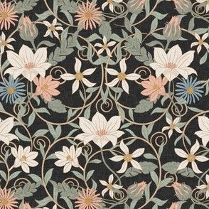 (small scale) Art Nouveau Floral - Charcoal - Home Decor -  LAD24