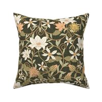 Art Nouveau Floral - dark olive - Home Decor -  LAD24