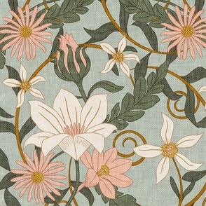 Art Nouveau Floral - sage - Home Decor -  LAD24