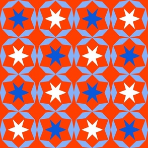 Mini Red Star Hex Pennsylvania Dutch Flag Colors July Fourth Independence Day Retro Modern Summer Geometric Pattern