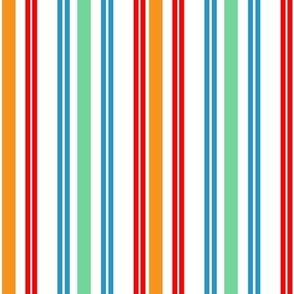 Boys Birthday Blue and Orange Vertical Stripes