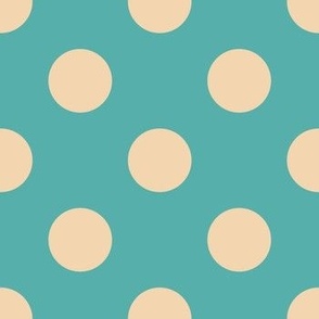 Beige-white-regular-polka-dots-on-vintage-sky-blue---XL-jumbo