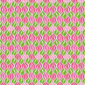 Preppy Pink and Green Flamestitch Pattern 