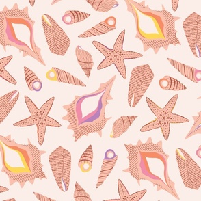 Shells And Stars (x-large), ivory peach
