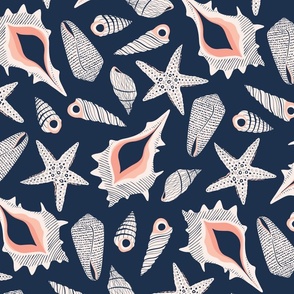 Shells And Stars (x-large), navy blue