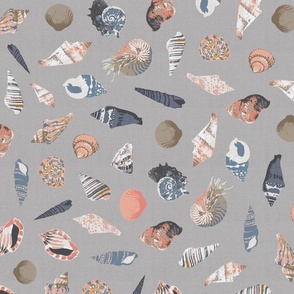 Beach shells on neutral linen