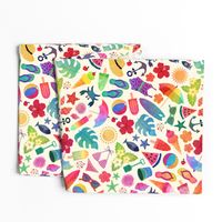 Summer beach holiday ditsy rainbow pattern