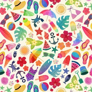 Summer beach holiday ditsy rainbow pattern