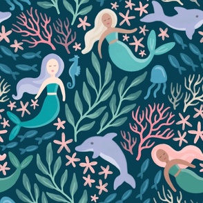 Mermaids and Dolphins in the Deep