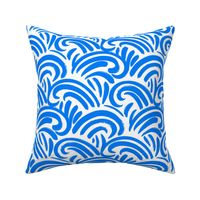 Modern Abstract Blue and White Ocean Wave - Large Scale