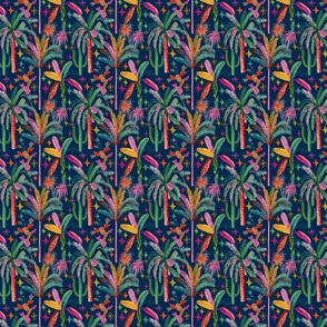 palm spring trees navy blue pink