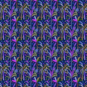palm spring trees blue _ midnight neon