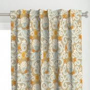 Summer octopus damask - large scale