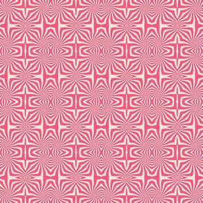 Monochrome geometric pattern. Dark pink ornament on a cream background.