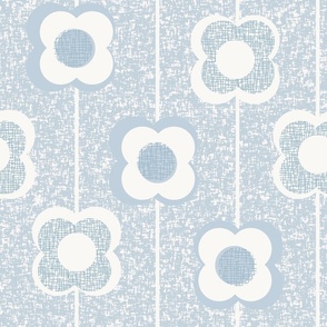 (L) mid mod floral coastal - light blue and white