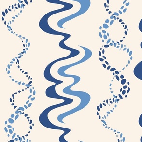 Shoreline Wave (x-large), ivory blue