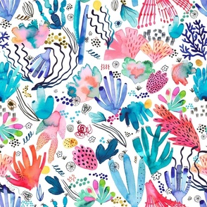 Coral reef - Multicolor white - Medium - ApparelTrendsTropadelic Fabric