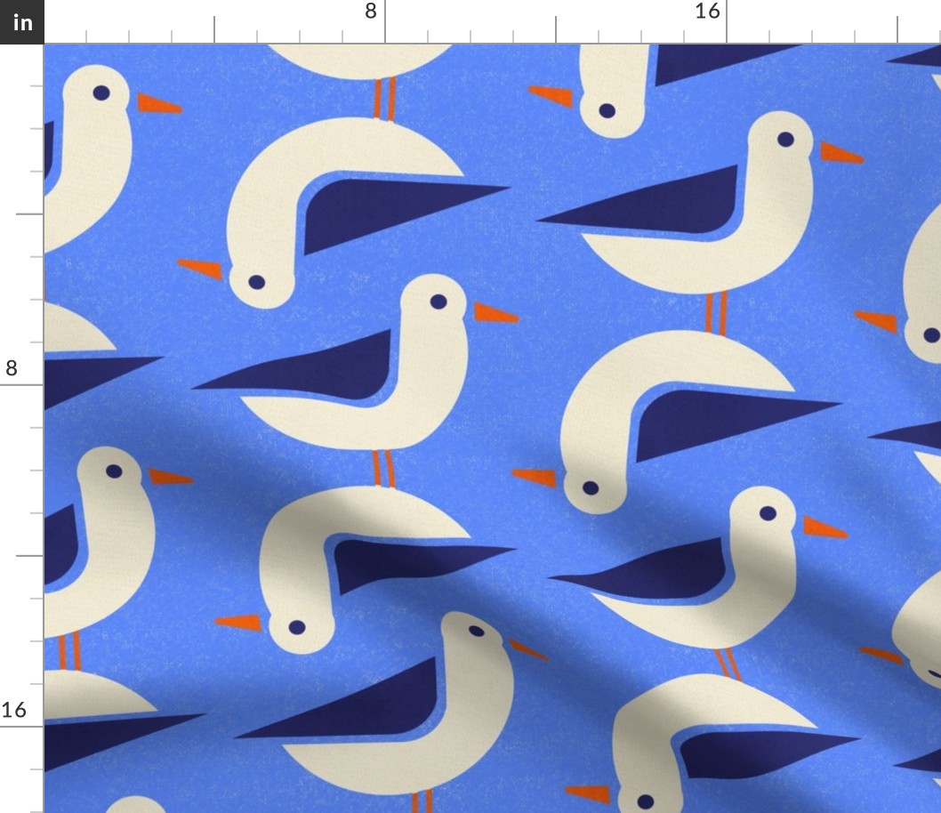 Geometric Seagulls On Blue - Large Scale