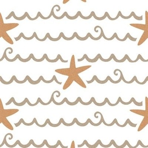 Waves, starfish, sea,  neutral 