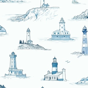 Lighthouse Toile Teal