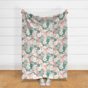 Hawaii Tropical Vacation / Large / Baby Pink, Green, Pure White 