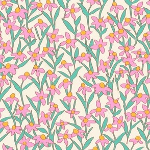 Wildflower Field in Cream + Pink