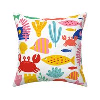 Happy beach friends in bright summer colors - LARGE