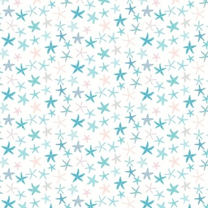 Starfish large scale turquoise white by Pippa Shaw
