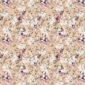 Small Scale Floral Jasmine Vines Pattern | Bohemian Peach Orange Purple MK006