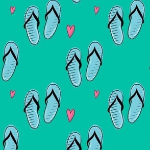 Flip Flops Beach Kawaii Kids Mint