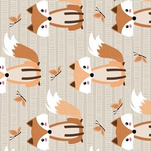 Fox and Butterfly (oyster beige) SMALL, ROTATED