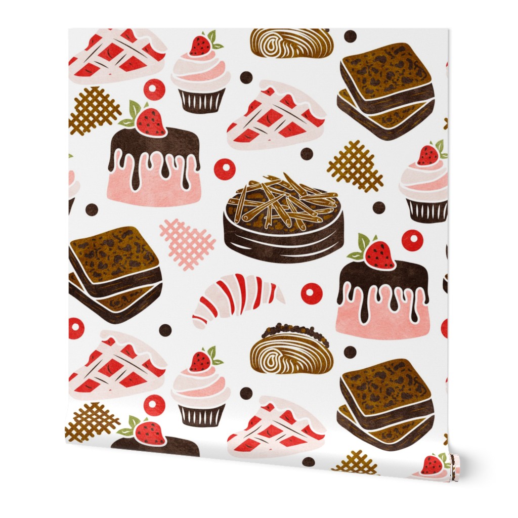 Treats Delight- Chocolate Strawberry Desserts- Pink Chocolate Brown-  Large Scale