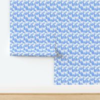 Summer Days Mini Wildflowers Field White Flowers Silhouette On Pretty Cheerful Sky Baby Blue Periwinkle Illustrated Retro Modern Mid-Century Scandi Swiss Floral Ditzy Pattern