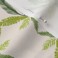 Tropical palm leaf trees in olive green shades